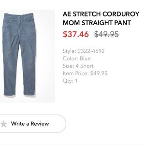 AE STRETCH CORDUROY MOM STRAIGHT PANT